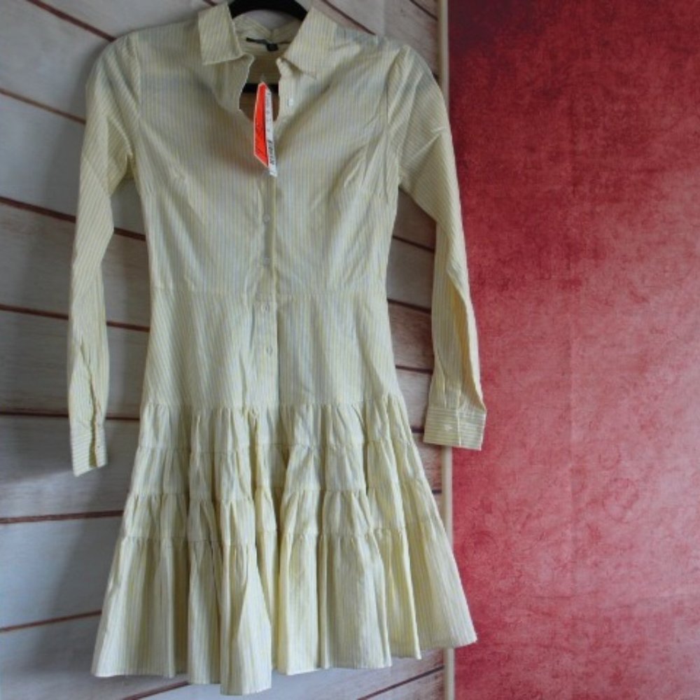 NWT Gianni Bini Yellow Shirt Dress With Sleeves XS